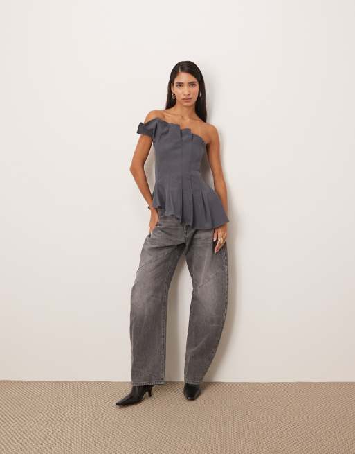 ARRANGE - Gevormde bandeau-top met lange pasvorm in antracietgrijs, 4 van 4