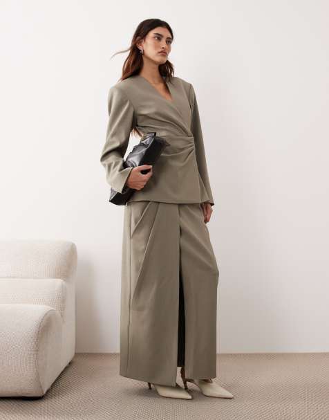 ARRANGE - Gonna lunga sartoriale drappeggiata grigia - view 1