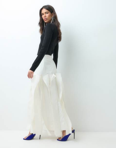 ARRANGE gonna midi strutturata con dettaglio volant bianco - view 1