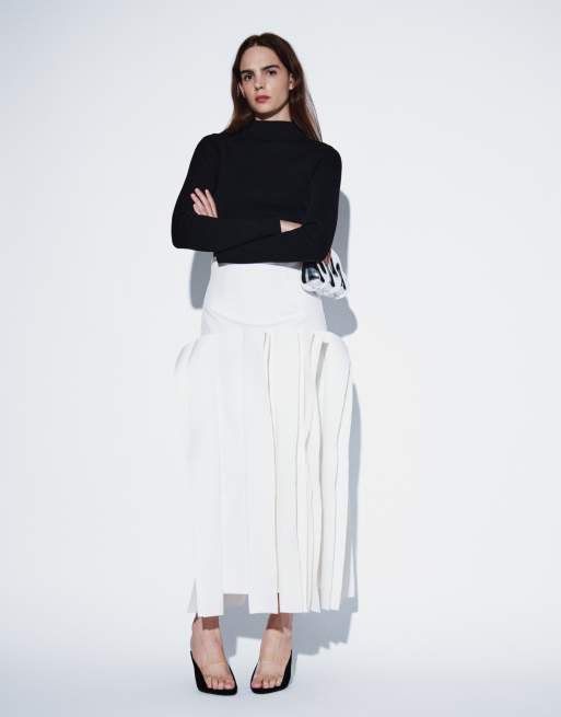 ARRANGE gonna midi strutturata con dettaglio volant bianco, 2 di 9