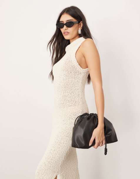 ARRANGE – Grobmaschiges Bouclé-Maxikleid in Wollweiß mit Ringer-Ausschnitt - view 1