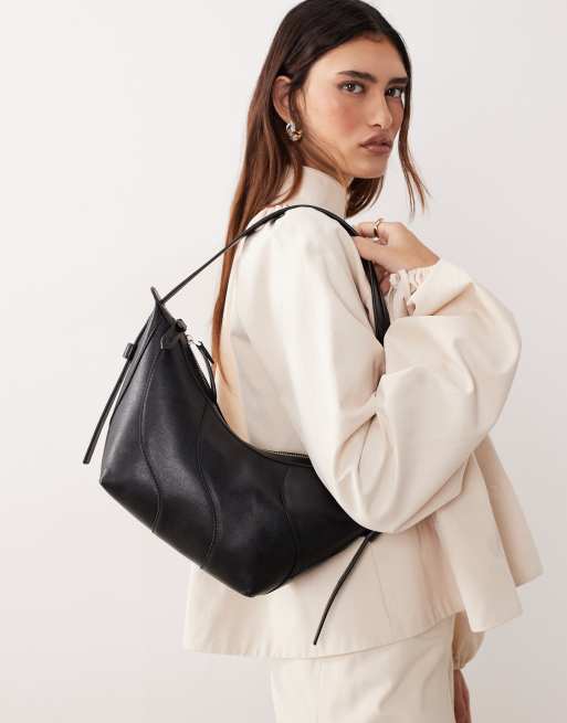 ARRANGE – Halbmondförmige Ledertasche in Schwarz, 3 von 6
