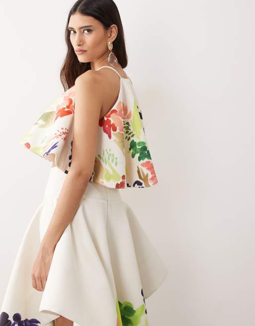 ARRANGE halter top co-ord in abstract painterly print, 4 of 4