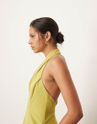 Arrange Halter Wrap Seam Structured Maxi Dress