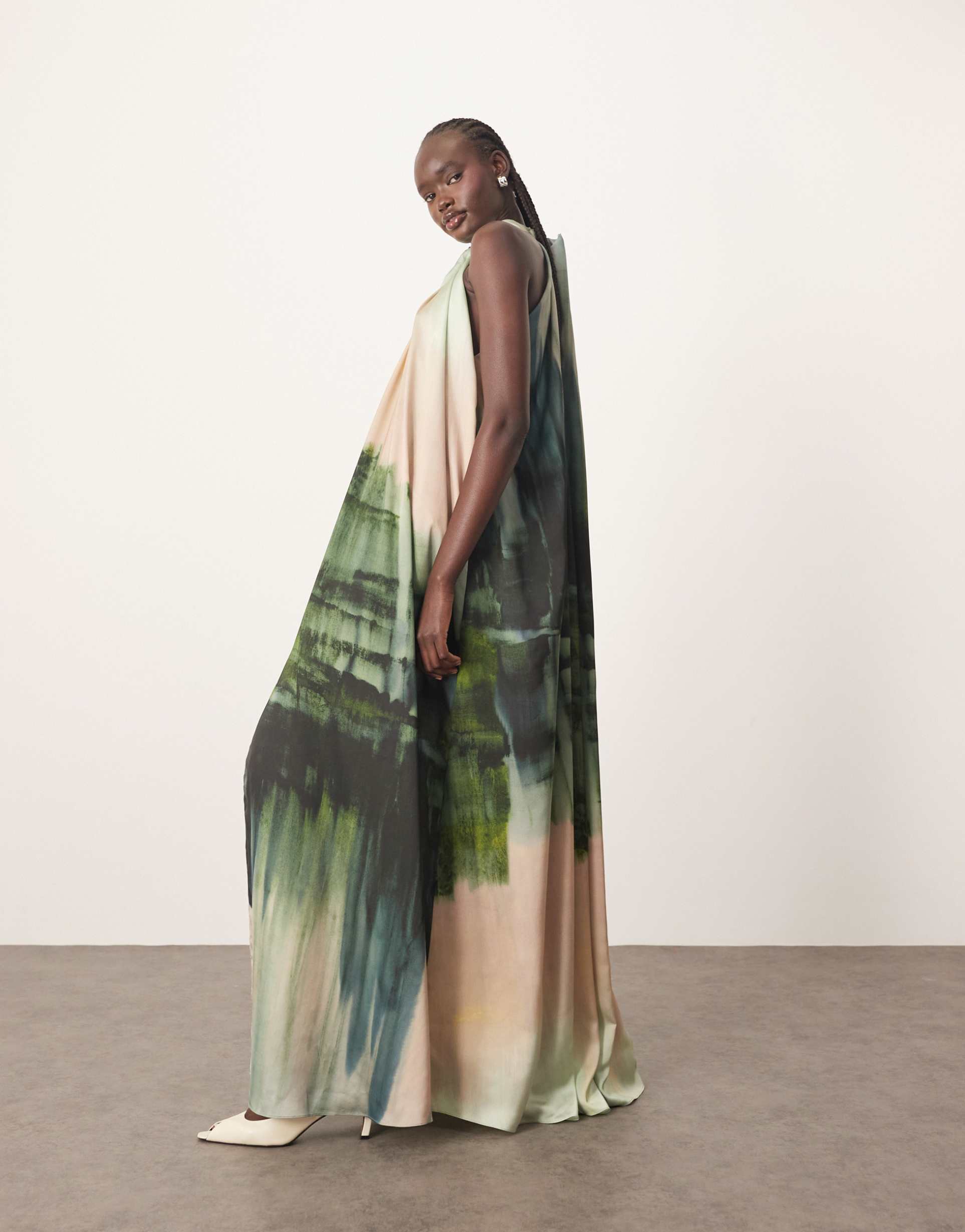 arrange halterneck full maxi dress in ombre print
