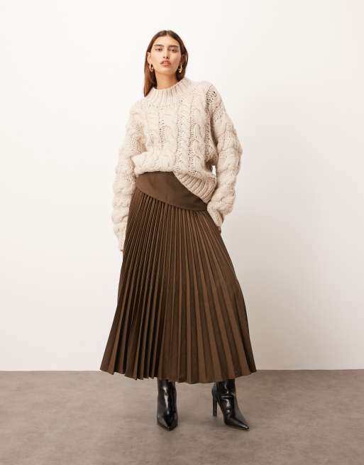 ARRANGE hand knit oversized chunky cable knit sweater in cream
