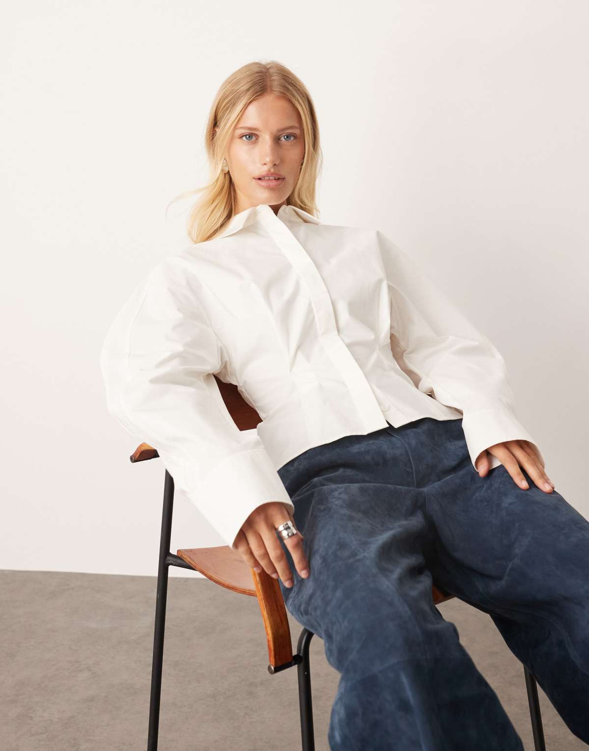ARRANGE heavy cotton sculpted shirt in white