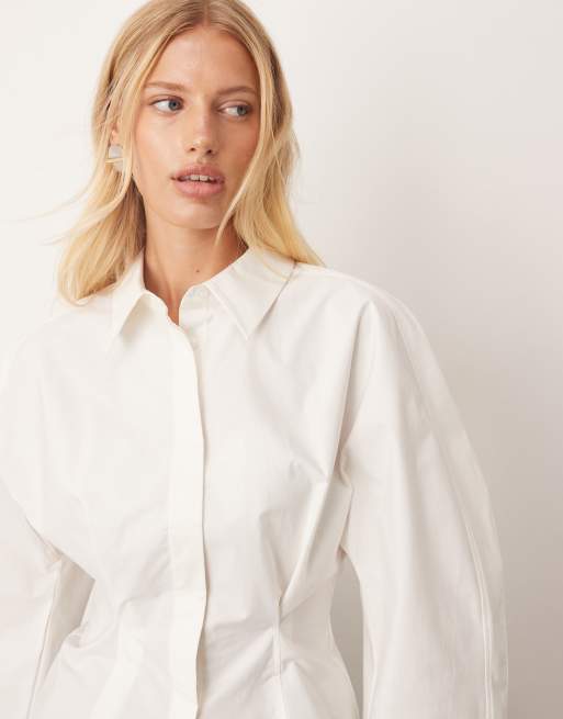 ARRANGE heavy cotton sculpted shirt in white