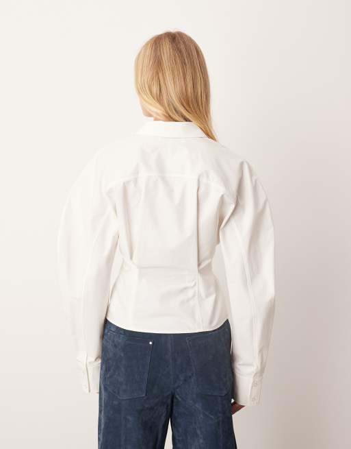 ARRANGE heavy cotton sculpted shirt in white