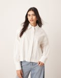 [ARRANGE] ARRANGE heavy poplin boxy shirt with pleat shoulder-White 14 WHITE
