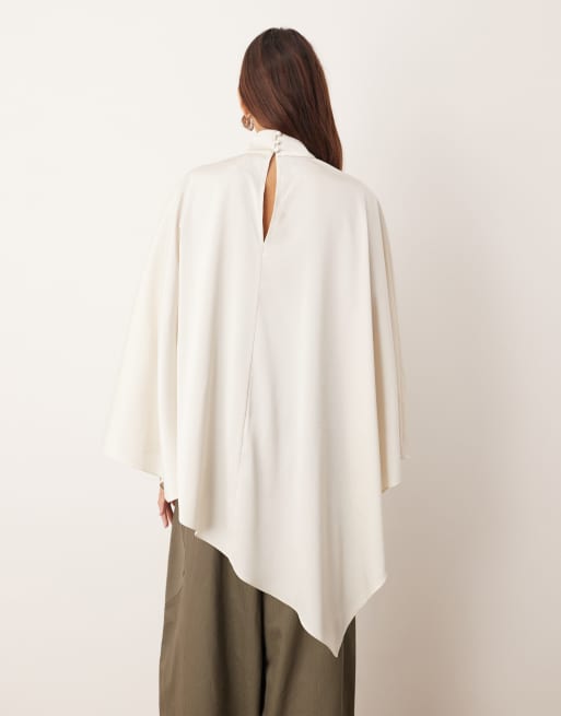 ARRANGE high neck drape cape top in oyster