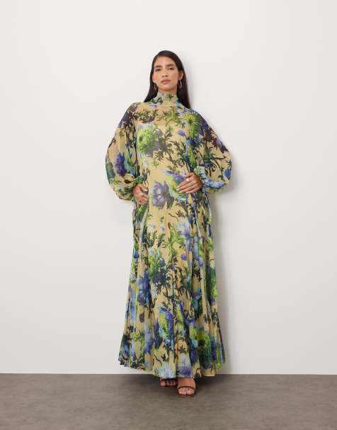 ARRANGE high neck trapeze maxi dress in in bold floral print