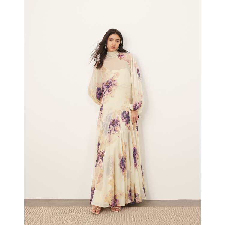 ARRANGE high neck trapeze maxi dress in painterly floral | ASOS