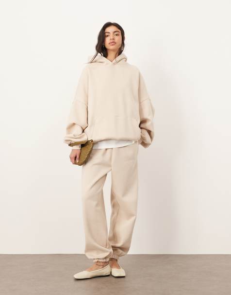 ARRANGE – Hochwertige, schwere Oversize-Jogginghose in Hellbeige mit Bündchen - view 1