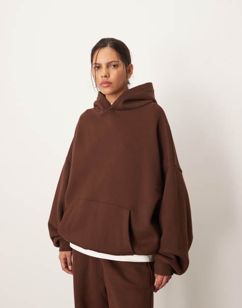 ARRANGE – Hochwertiger, schwerer Oversize-Kapuzenpullover in Schokobraun - view 1