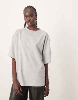 ARRANGE - Hochwertiges, schweres Oversize-T-Shirt in meliertem Grau