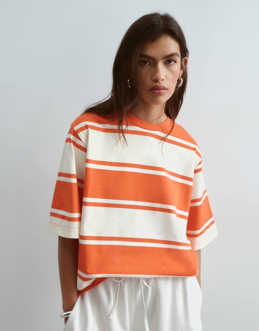 ARRANGE – Hochwertiges, schweres Oversize-T-Shirt mit roten Streifen, 4 von 4