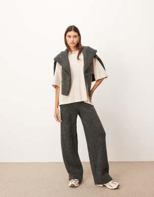 ARRANGE - Hose in Anthrazit aus Bouclé-Strick mit geradem Bein, Kombiteil-Grau