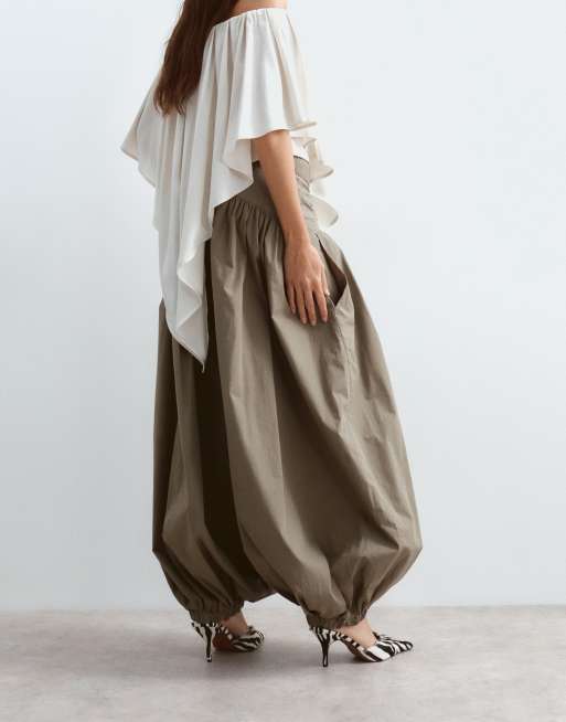 ARRANGE Hose mit Taillennaht und Ballonbein in Khaki, 3 von 5
