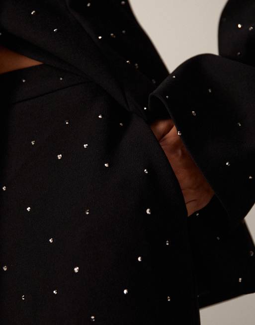 ARRANGE hot fix slim leg tailored pants in black (part of a set), 5 of 5