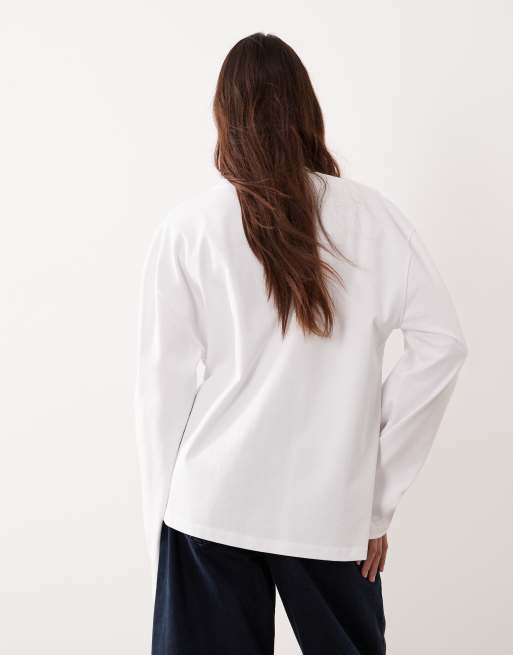 ARRANGE - Hvid T-shirt med lange ærmer og spænde i siden, 4 af 4