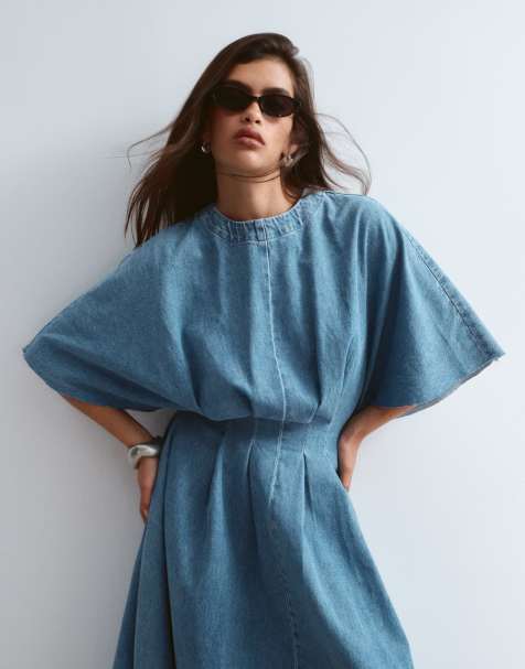 ARRANGE Jeans-Midikleid mit taillierter Taille in mittlerer Waschung Blau - view 1
