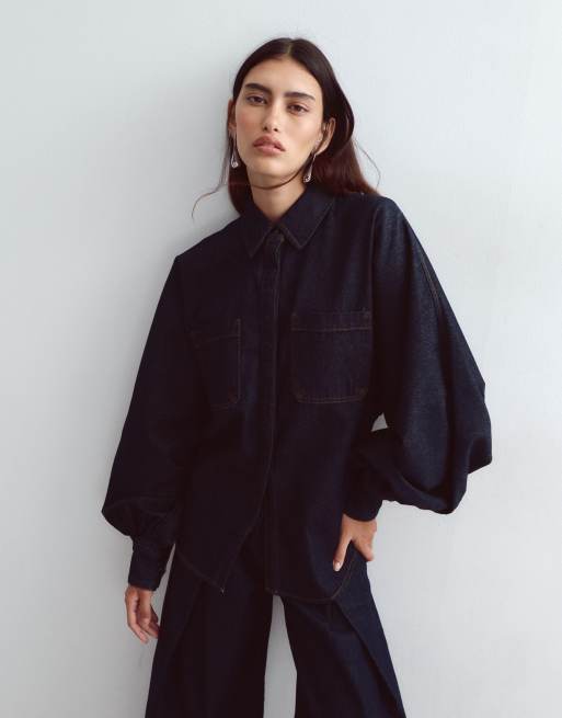 ARRANGE – Zestaw w kolorze indygo: top z denimu i spodnie z zakładkami, 5 z 5