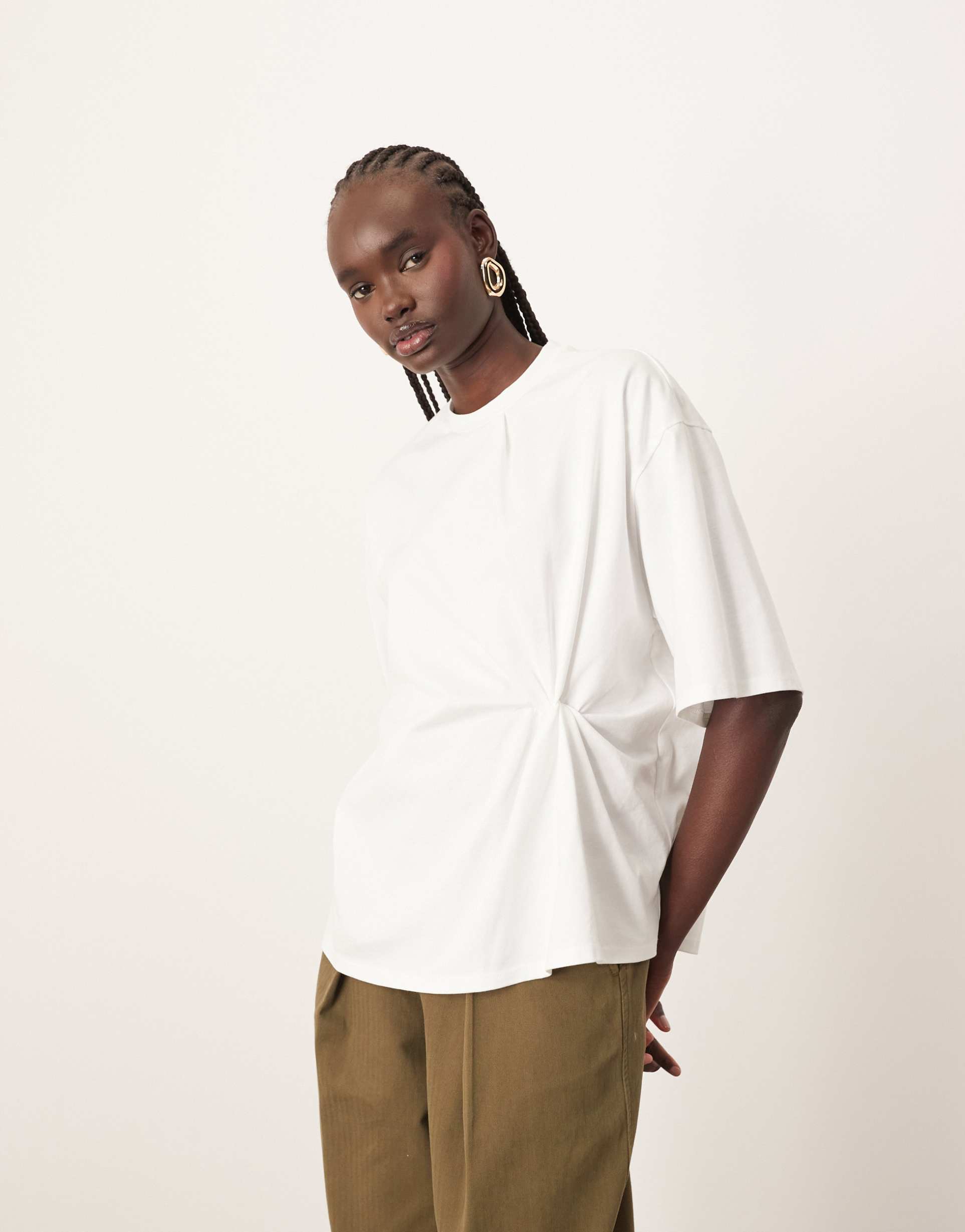 arrange jersey knot detail t-shirt in white