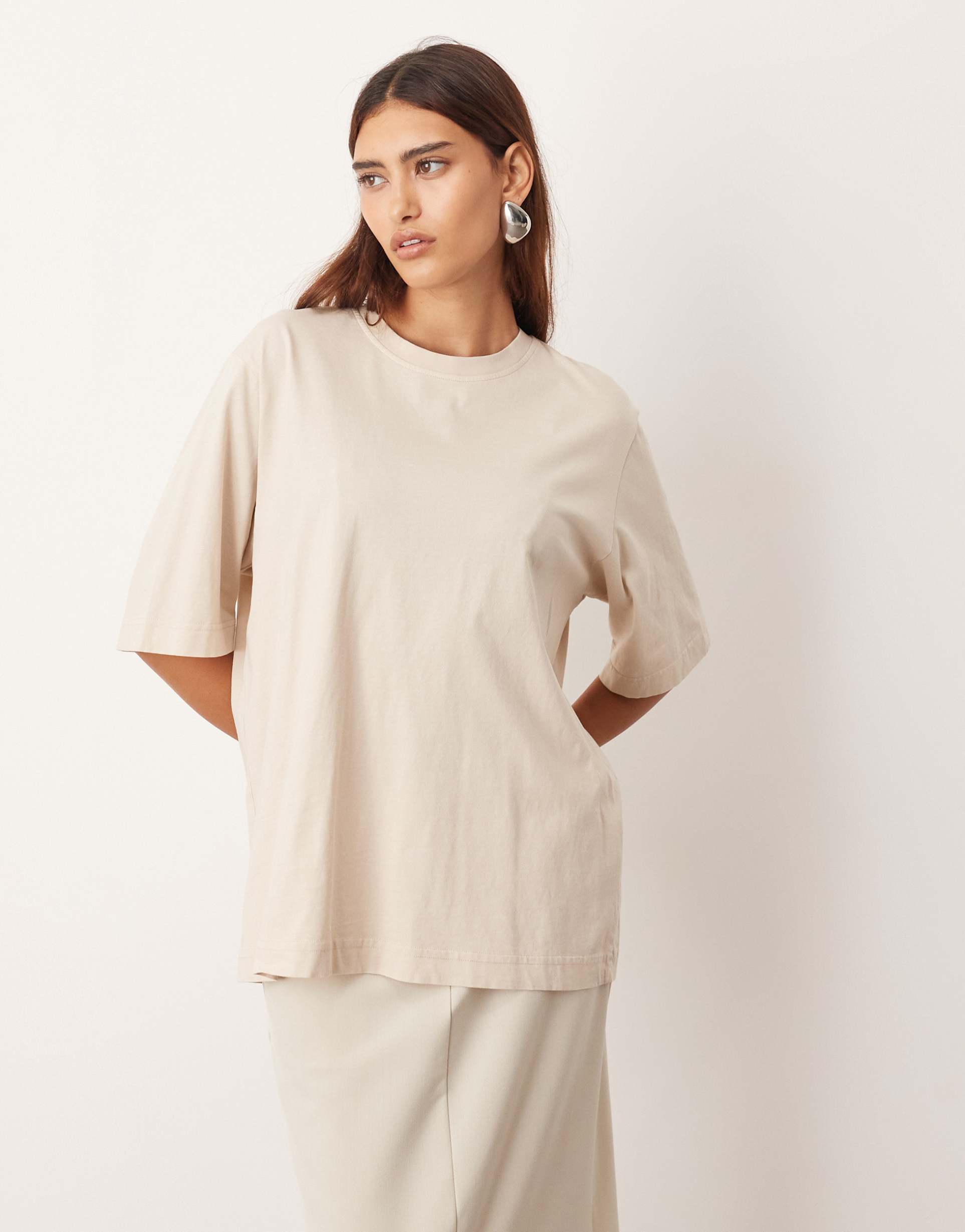 arrange jersey oversized t-shirt in ecru