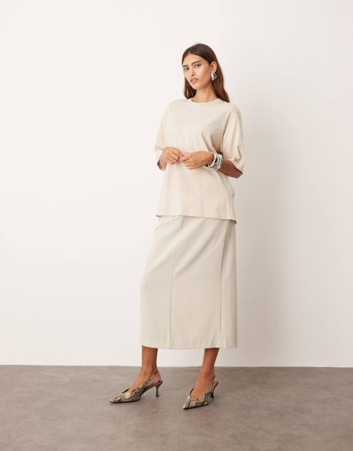 ARRANGE jersey oversized t-shirt in ecru, 3 of 4