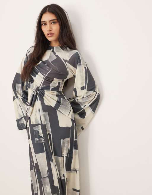 ARRANGE jersey twist front maxi dress in abstract geo print