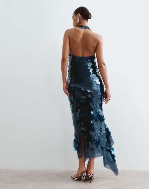 ARRANGE jupe midi à sequins shard, ourlet droit, bleu pétrole, 4 de 5