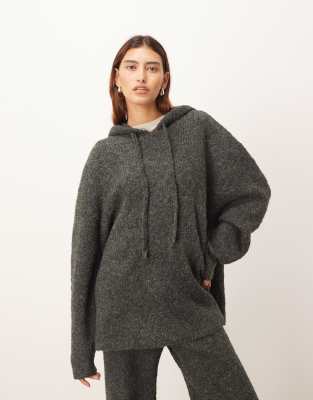 ARRANGE - Kapuzenpullover aus Bouclé in Anthrazit, Kombiteil-Grau