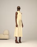 [ARRANGE] ARRANGE knit drop waist midi dress with satin skirt in buttermilk-Neutral 16 Off White