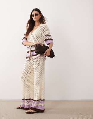 knit pants in cream - part of a set-Multi