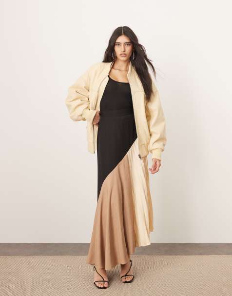 ARRANGE colourblock pleat detail midi skirt in multi