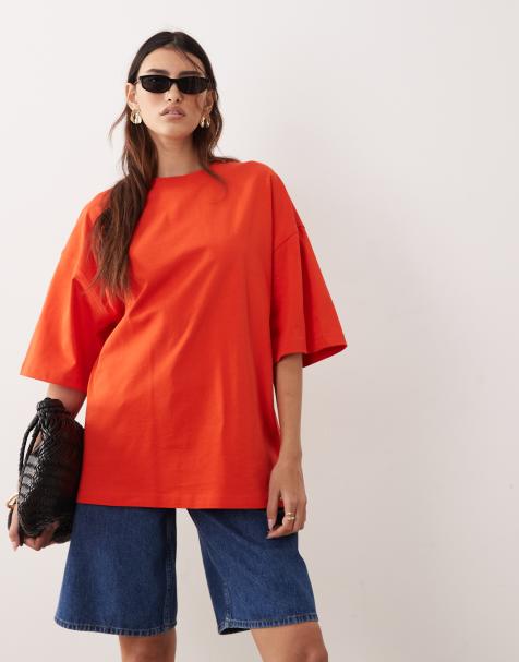 ARRANGE – Kurzärmliges Oversize-T-Shirt aus hochwertiger, schwerer Baumwolle in Rot - view 1