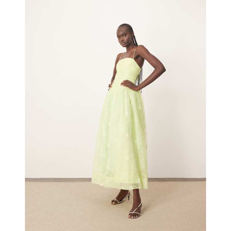 Dress \"Washable Light Corset\" ライトグリーン40 Glitter Sweetheart Corset A Line Dress with Side Slit – Camille La Vie