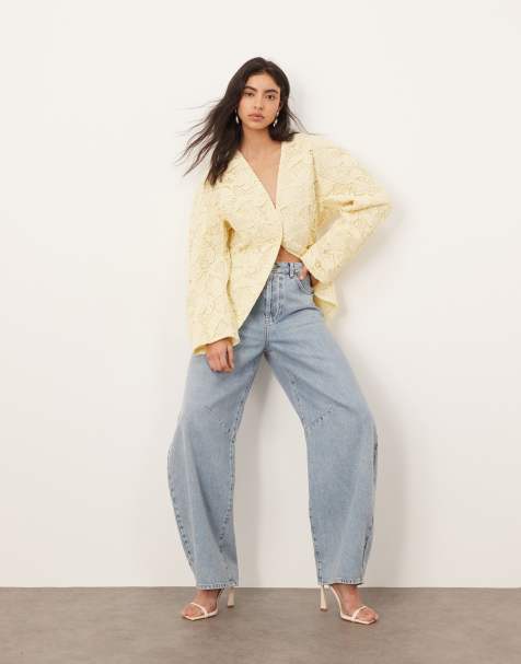 ARRANGE lace dome shoulder cinch waist jacket in buttermilk - view 1