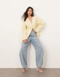 [ARRANGE] ARRANGE lace dome shoulder cinch waist jacket in buttermilk-Yellow 18 Buttermilk