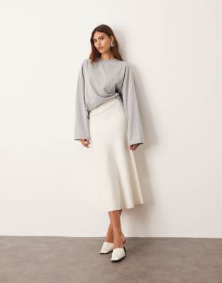 ARRANGE - Langärmliges Oversize-T-Shirt aus Baumwolle in Grau meliert