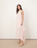[ARRANGE] ARRANGE laser cut drop waist maxi dress with square cut skirt in pink 8 Pink