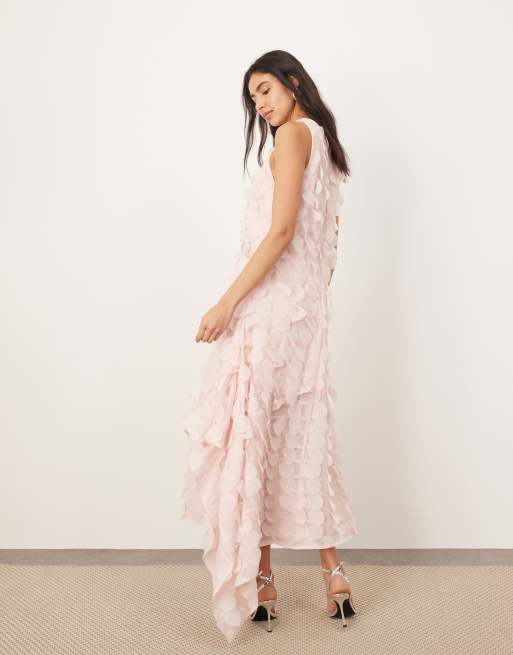 ARRANGE - Lasergesneden maxi jurk met verlaagde taille en vierkant gesneden rok in roze, 4 van 4