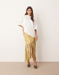 [ARRANGE] ARRANGE lattice handwoven fringe hem midi skirt in olive-Green 12 Olive green