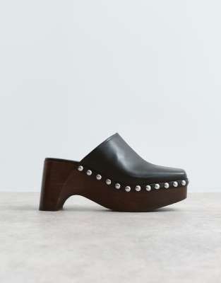  leather studded clogs 