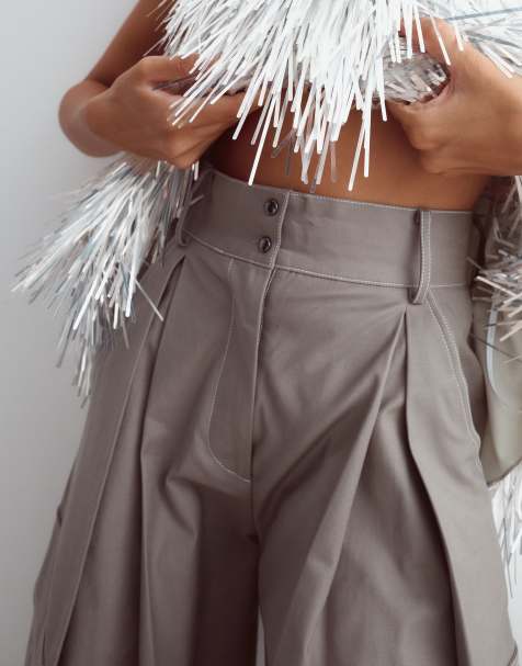 ARRANGE - Leni - Pantalon barrel style cargo structuré de qualité supérieure - Gris - view 1
