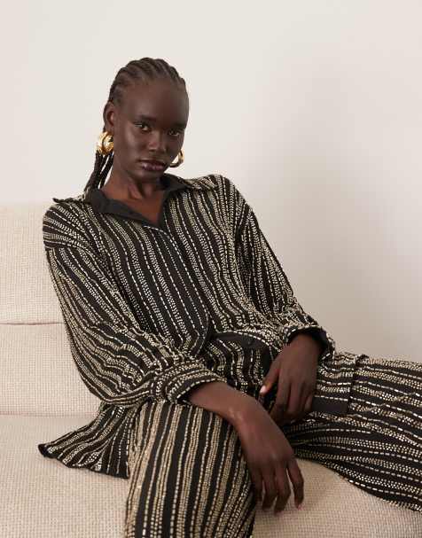 ARRANGE linear beaded oversized shirt co-ord - view 1