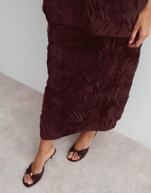 ARRANGE linear texture midi skirt in chocolate (Part of a set), 2 of 5