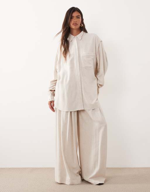 ARRANGE linen oversized cargo pocket shirt co ord in white, 3 of 4