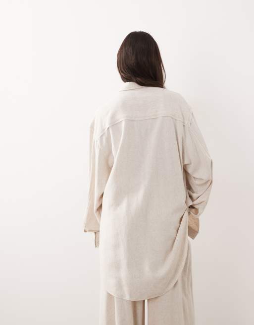 ARRANGE linen oversized cargo pocket shirt co ord in white, 4 of 4